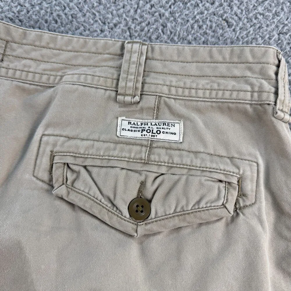 Vintage Polo Ralph Lauren Chino Cargo Shorts Mens 42 Baggy Y2K Tan Beige Summer